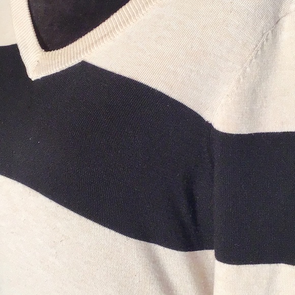 Pink Rose tunic sweater dress black cream stripes S - Picture 2 of 5